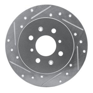 Acura EL Brake Rotor (1) - Rear Left - R1 Concepts - Drilled & Slotted - Silver - `01-`05